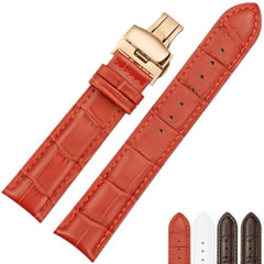 表带的颜色多色多选像此款艳丽的枚红色表带，衬托出女性魅力与气质