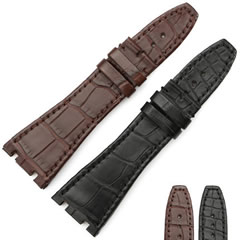 头层防水黑色（棕色）鳄鱼皮，纯手工缝同色线。适合于各类品牌名表，也可定制其他颜色、款式。